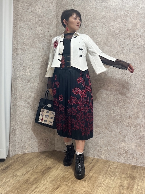 axes femme 彼岸花 彼岸花柄 ワンピース　アクシーズファム　即完売 Amazon.co.jp: [アクシーズファム] 彼岸花柄ワンピース