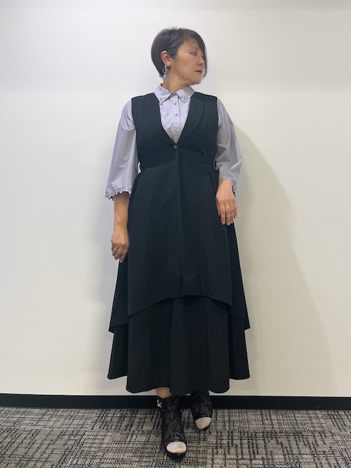 ファム コラージュプリントフリルスカート[品番：IGAW0005557]｜axes
