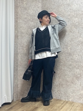 「アイテム（ボストンバッグ）」を使った、ジョーさん（レディース・161cm）の夏コーディネート