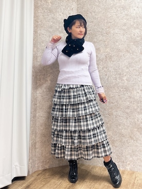 「アイテム（マフラー）」を使った、ジョーさん（レディース・161cm）の秋コーディネート