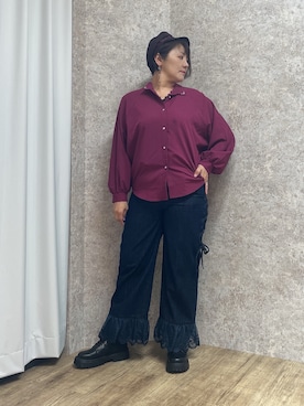 「いいね、save、フォローお願いします🤑」｜「アイテム（ハット）」を使った、ジョーさん（レディース・161cm）の秋コーディネート