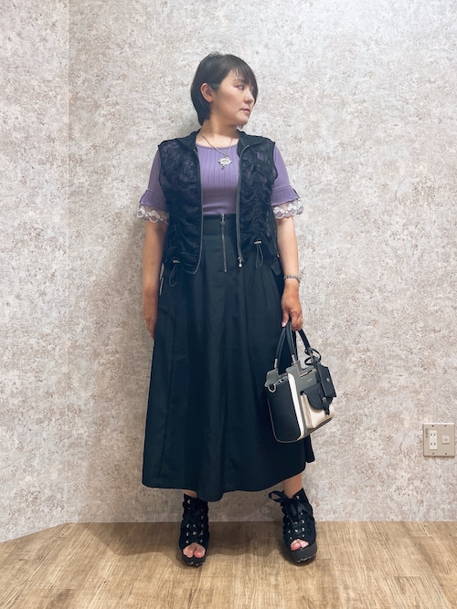 ⭐️激レア廃盤品⭐️axes femme ブラック 黒 ベスト レース axes femme - axes femme レース刺繍 ジレ ベスト 黒 Mサイズの