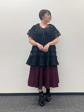 「アイテム（チュニック）」を使った、ジョーさん（レディース・161cm）の夏コーディネート
