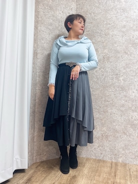 「アイテム（ベルト、ゴールド系）」を使った、ジョーさん（レディース・161cm）の秋コーディネート