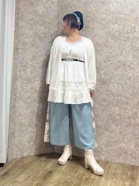 「アイテム（チュニック）」を使った、ジョーさん（レディース・161cm）の夏コーディネート