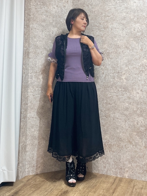 『プレジームファム』★新品 未使用 タグ付き★ 襟ワイヤー ベスト axes femme - axes femme レース刺繍 ジレ ベスト 黒 Mサイズの