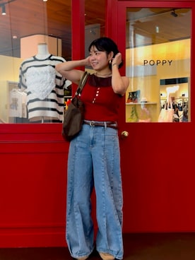 「アイテム（キャミソール、レッド系）」を使った、YUKINOさん（レディース・158cm）の夏コーディネート