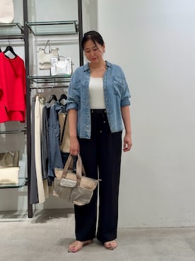 「Jena espace merveilleux(ジェナ エスパスメルヴェイユ)の【2サイズ展開/WEB限定カラー有】トロミイージーパンツ(Pants、ブラック系)」を使った、Mikiさん(レディース・163cm)の夏コーディネート