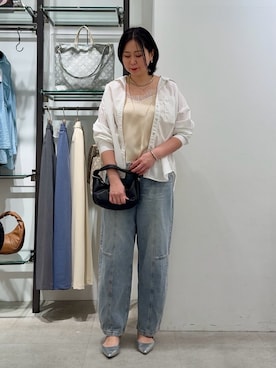「白シャツ×デニム」｜Mikiさん（レディース・163cm）の春コーディネート