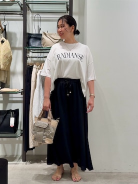 「Jena espace merveilleux(ジェナ エスパスメルヴェイユ)のヨウリュウスカーチョ(Pants、ブラック系)」を使った、Mikiさん(レディース・163cm)の春コーディネート