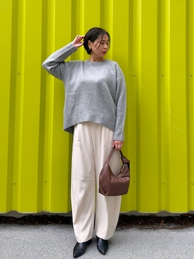 「アイテム（ニット/セーター）」を使った、Mikiさん（レディース・163cm・40代）の秋コーディネート