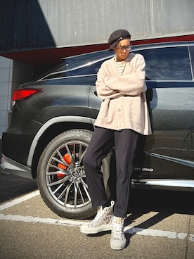 「アイテム（ハンチング/ベレー帽）」を使った、jinnnさん（メンズ・174cm）の秋コーディネート