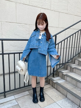 「デニムワンピース」｜「アイテム（ジャケット/アウター）」を使った、yuriさん（レディース・152cm）の冬コーディネート