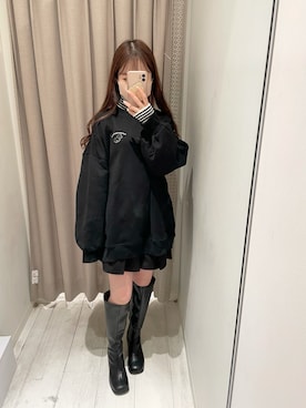 「タートルネック」｜「アイテム（スウェット）」を使った、yuriさん（レディース・152cm）の冬コーディネート