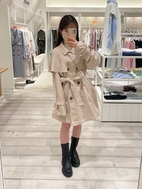 「春カラー」｜「アイテム（トレンチコート）」を使った、yuriさん（レディース・152cm）の冬コーディネート