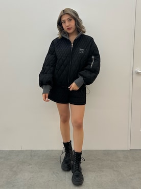 「EVRIS（エヴリス）のアイテム（ブルゾン）」を使った、原田玲奈さん（レディース・153cm）の冬コーディネート