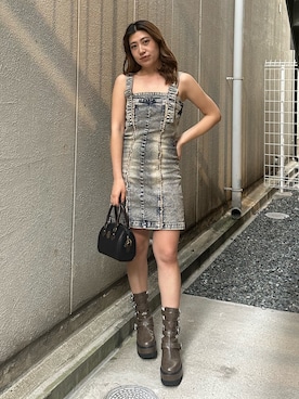 「EVRIS（エヴリス）のアイテム（ワンピース/ドレス）」を使った、原田玲奈さん（レディース・153cm）の夏コーディネート