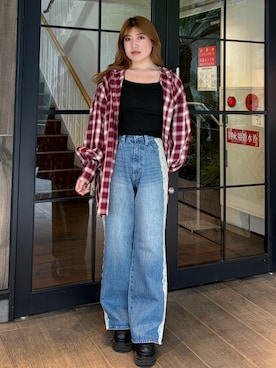 「EVRIS（エヴリス）のアイテム」を使った、原田玲奈さん（レディース・153cm）の春コーディネート