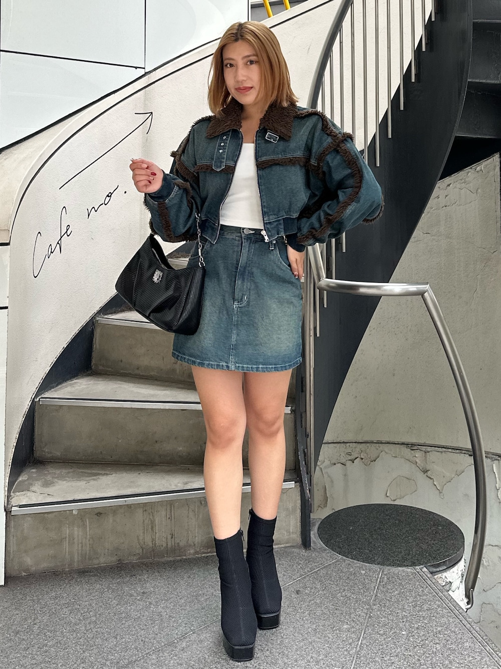 EVRIS デニムボア ブルゾン＆ミニスカート (セットアップ)