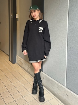 「シンフルコーデ」｜「アイテム（ブーツ）」を使った、原田玲奈さん（レディース・153cm）の冬コーディネート