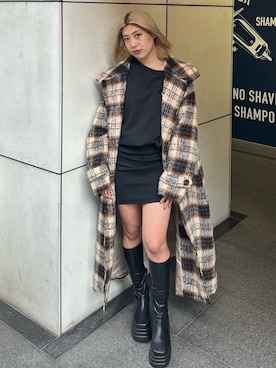 「アイテム（チェスターコート、その他）」を使った、原田玲奈さん（レディース・153cm）の秋コーディネート