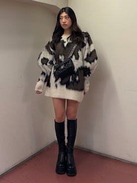 「EVRIS（エヴリス）のアイテム」を使った、原田玲奈さん（レディース・153cm）の冬コーディネート