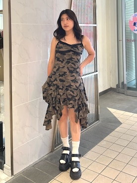 「EVRIS（エヴリス）のアイテム（ワンピース/ドレス）」を使った、原田玲奈さん（レディース・153cm）の夏コーディネート