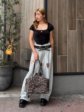 「EVRIS（エヴリス）のアイテム（バッグ）」を使った、原田玲奈さん（レディース・153cm）の夏コーディネート