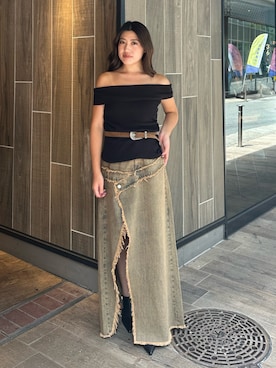 「アイテム（ニット/セーター）」を使った、原田玲奈さん（レディース・153cm）の夏コーディネート