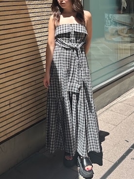 「EVRIS（エヴリス）のアイテム（ワンピース/ドレス）」を使った、原田玲奈さん（レディース・153cm）の夏コーディネート