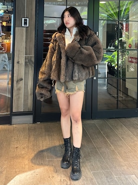 「アイテム（ブルゾン）」を使った、原田玲奈さん（レディース・153cm）の秋コーディネート