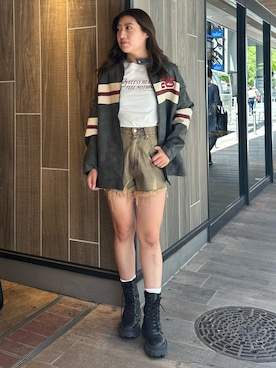 「アイテム（ブルゾン）」を使った、原田玲奈さん（レディース・153cm）の夏コーディネート