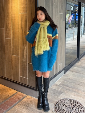 「ニット/セーター」｜「アイテム（シューズ）」を使った、原田玲奈さん（レディース・153cm）の冬コーディネート