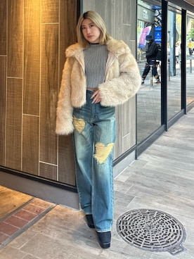 「海外系ファッション」｜「アイテム（ブルゾン）」を使った、原田玲奈さん（レディース・153cm）の冬コーディネート