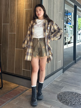 「アイテム（シューズ）」を使った、原田玲奈さん（レディース・153cm）の夏コーディネート