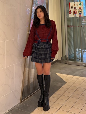 「EVRIS（エヴリス）のアイテム」を使った、原田玲奈さん（レディース・153cm）の冬コーディネート