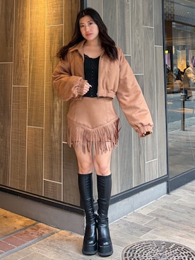 原田玲奈さん(レディース・153cm)の冬コーディネート