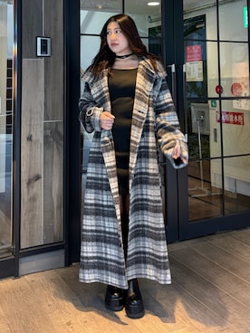 「EVRIS（エヴリス）のアイテム」を使った、原田玲奈さん（レディース・153cm）の冬コーディネート