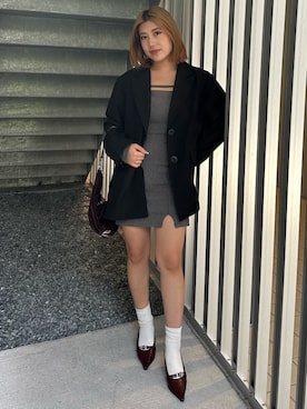 「海外系ファッション」｜「アイテム（テーラードジャケット）」を使った、原田玲奈さん（レディース・153cm）の秋コーディネート