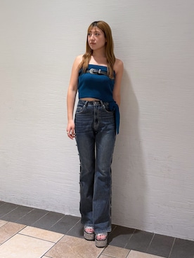 「EVRIS（エヴリス）のアイテム（パンツ）」を使った、原田玲奈さん（レディース・153cm）の夏コーディネート