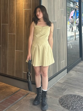 「EVRIS（エヴリス）のアイテム（ワンピース/ドレス）」を使った、原田玲奈さん（レディース・153cm）の夏コーディネート