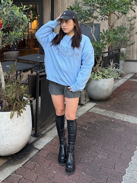 「アイテム（つなぎ/オールインワン）」を使った、原田玲奈さん（レディース・153cm）の冬コーディネート