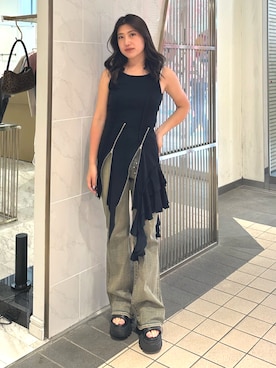 「EVRIS（エヴリス）のアイテム（ワンピース/ドレス）」を使った、原田玲奈さん（レディース・153cm）の夏コーディネート