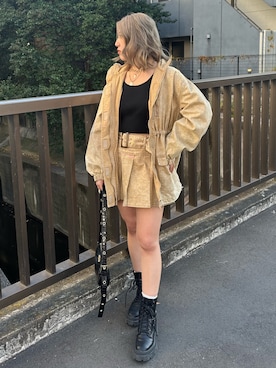 「EVRIS（エヴリス）のアイテム（ブルゾン）」を使った、原田玲奈さん（レディース・153cm）の冬コーディネート