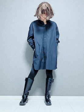 「アイテム（シャツワンピース）」を使った、miyabiさん（レディース・168cm）の冬コーディネート