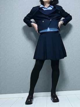 「東レのアイテム（スーツベスト、ブルー系）」を使った、miyabiさん（レディース・168cm）の春コーディネート