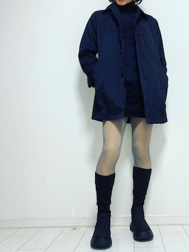 「UNIQLO（ユニクロ）のアイテム（ステンカラーコート）」を使った、miyabiさん（レディース・168cm）の冬コーディネート