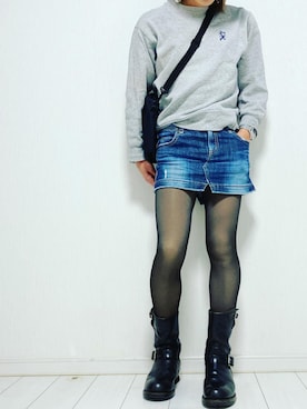 「スエット」｜「アイテム（ブーツ）」を使った、miyabiさん（レディース・168cm）の冬コーディネート