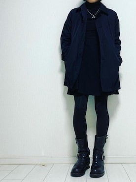 「UNIQLO（ユニクロ）のアイテム（ステンカラーコート）」を使った、miyabiさん（レディース・168cm）の冬コーディネート