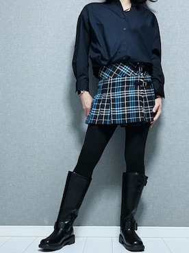 「アイテム（シャツワンピース）」を使った、miyabiさん（レディース・168cm）の冬コーディネート